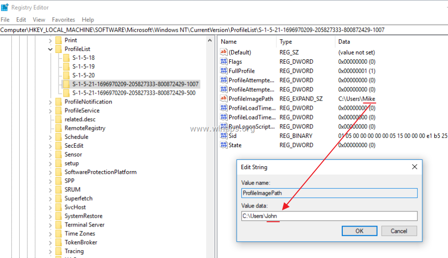 Description ru группа хранения профилей en folderprofiles. Переименование папки с профилем пользователя. Edit file name in Windows.