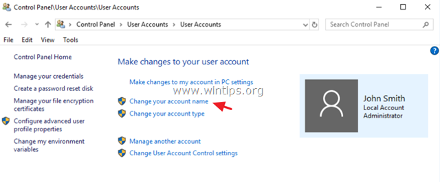 change Windows account name