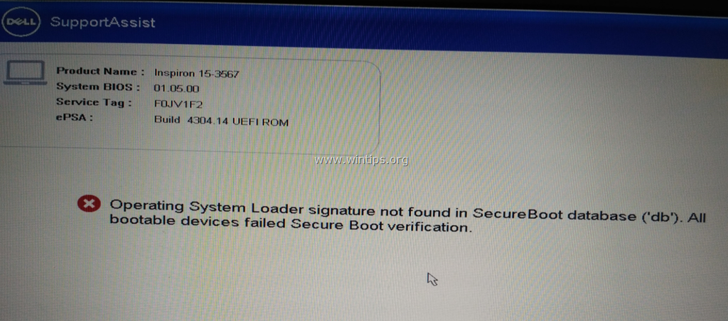 Fix Dell Laptop Operating System Loader Signature Not Found