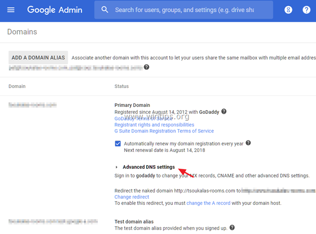 modify dns google site
