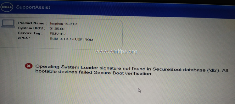 DELL Operating System Loader signature not found.