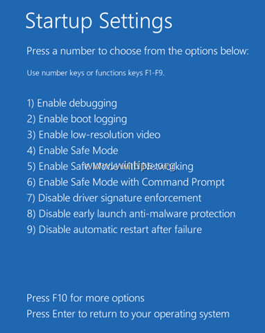 startup settings recovery options windows 10-8