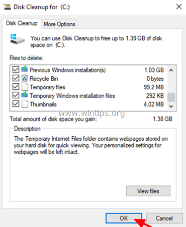 free up disk space with disk cleanup