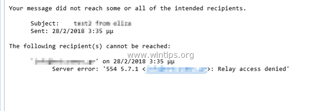 Relay Access Denied 554 5.7.1 Server Error 