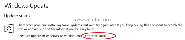 fix Error 0xc1900130 or 0x80240034 Windows 10