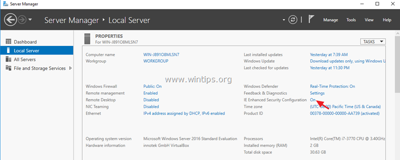  turn off Internet Explorer Enhanced Security Configuration server 2016