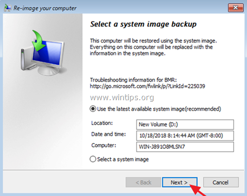 restore from system image server 2k16