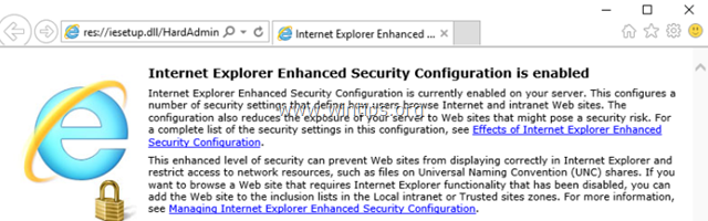 Disable Internet Explorer Enhanced Security Configuration in Server 2016