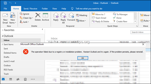 Cannot Create Rules in Outlook - Operation Failed due to Registry or Installation problem 