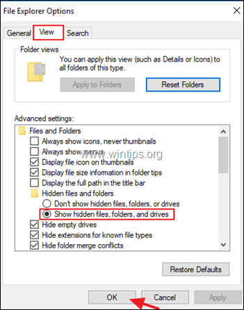 show hideen files, folders windows 10-8