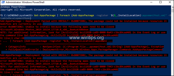 How to View Deployment Operation failed Errors (Add-AppxPackage Errors) from PowerShell & Event Viewer.