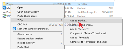 How to lock folder file with 7zip