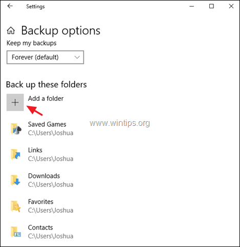 backup personal data file history