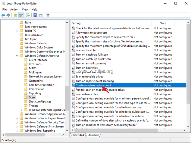 Create System Restore Point-Group Policy