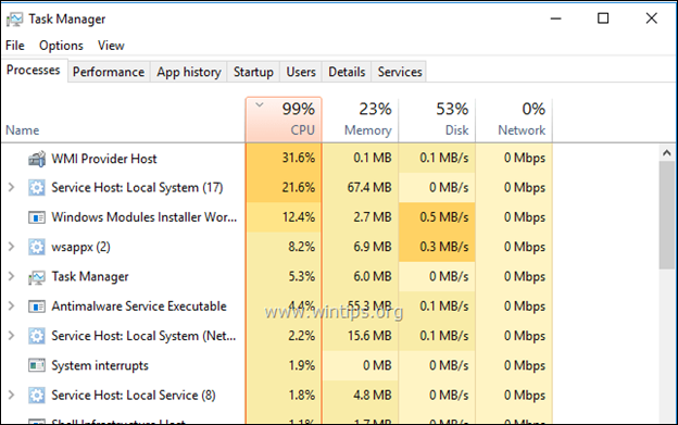 FIX: WMI-provider host hoog CPU-gebruik op Windows 10/8/7 OS (opgelost)