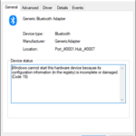 FIX: Intel Wireless Bluetooth Cannot Start Code 10 – STATUS DEVICE POWER FAILURE.