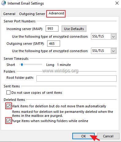 outlook 2016 not deleting emails from server