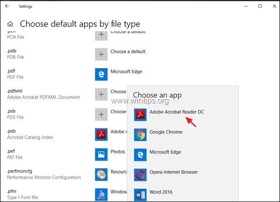 Change Default App for a File Type Windows 10