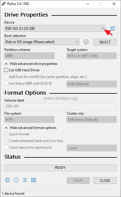 falme fjerne punktum How Create a Windows 10 USB Installation Media using RUFUS utility. -  wintips.org - Windows Tips & How-tos