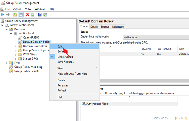 Edit Default Domain Policy