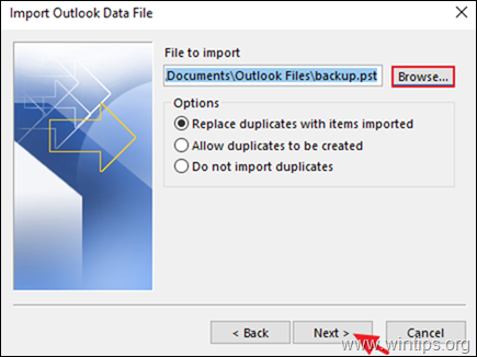 import outlook pst file