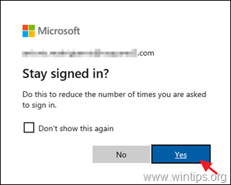 Microsoft Login - Stay signed in = YES 