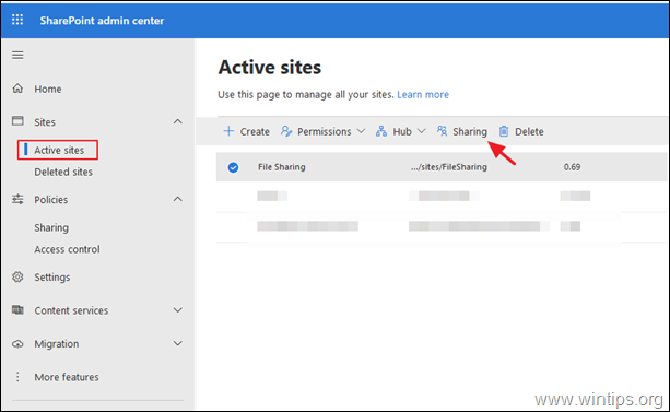 Enable external sharing of the SharePoint site