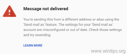 Gmail Message not delivered. You