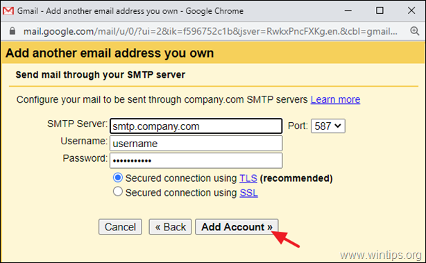 Send mail through your SMTP Server