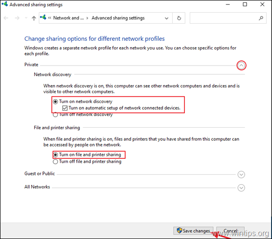 Turn on Windows 10 network discovery and file sharing