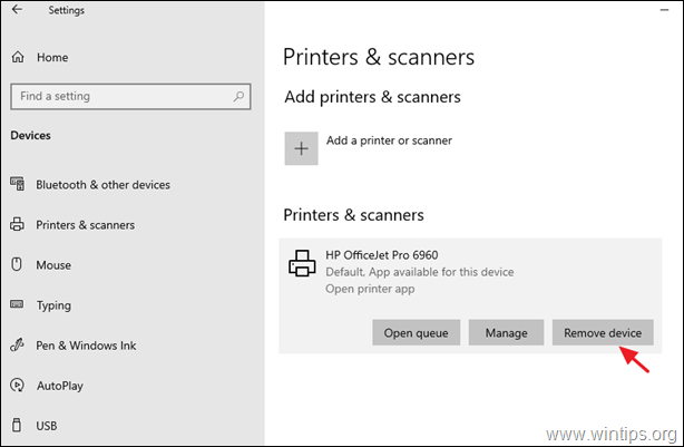 Uninstall Printer Windows 10