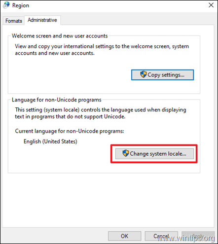 Change System Locale - Windows 10