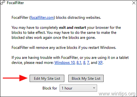 Block Site with FocalFilter