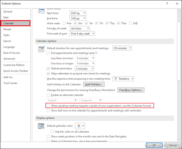 Disable iCalendar Format in Outlook