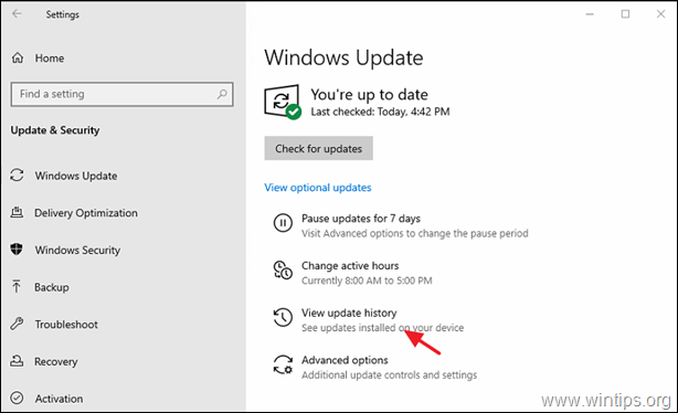Uninstall the Windows 10 update