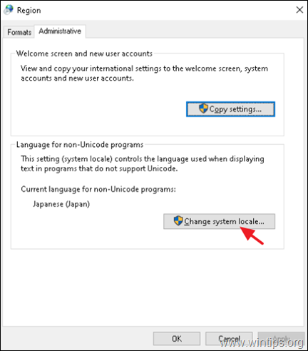 Change the Windows 10 system locale