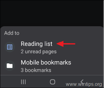  Chrome reading list on mobile