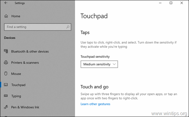 Touchpad settings are missing in Windows 10