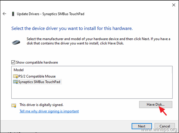 install the exact touchpad drivers
