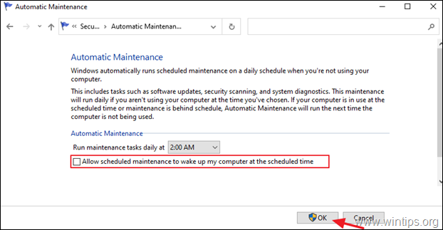 Turn off automatic maintenance