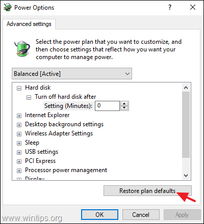 Reset Power Settings