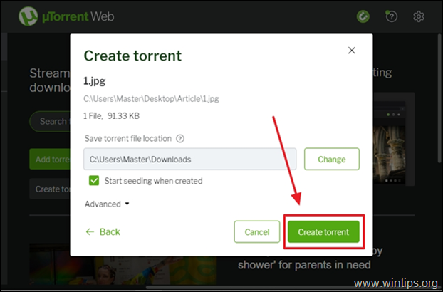 Create a torrent file