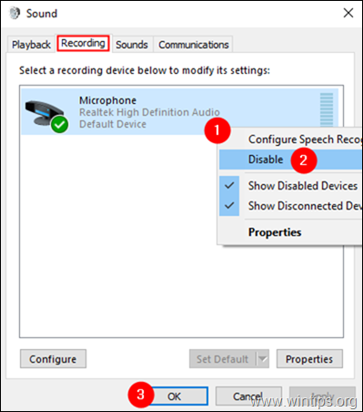 disable microphone device