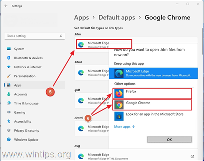 How to set the default browser in Windows 11