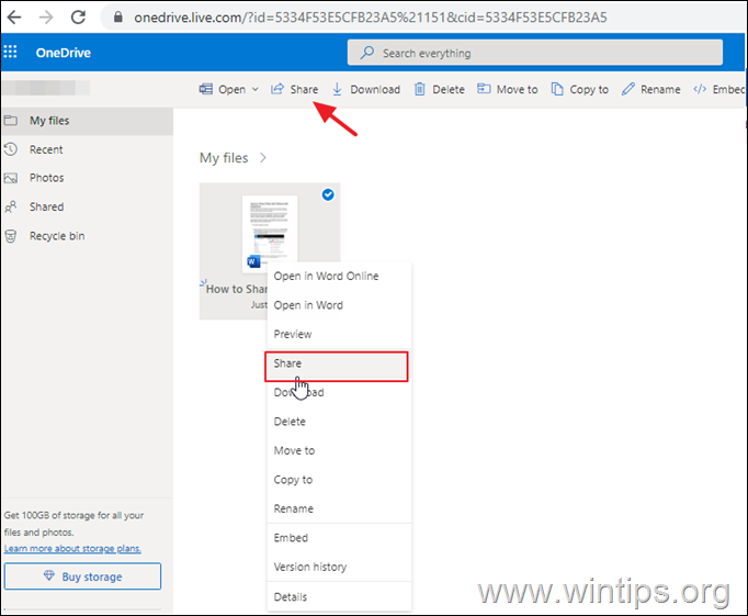 How to share files with others using OneDrive