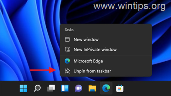 Remove from Windows 11 taskbar