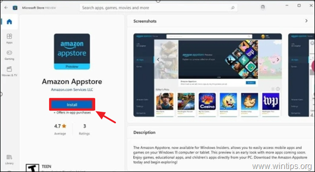 Install the Amazon AppStore app