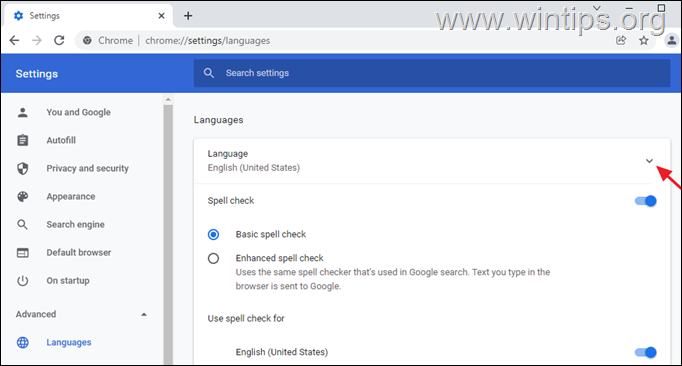 Change the language of Chrome