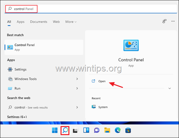How to open Control Panel in Windows 11