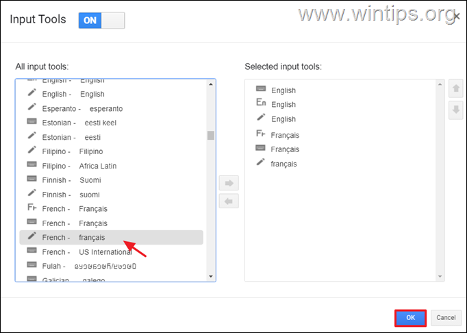 Add Gmail input languages